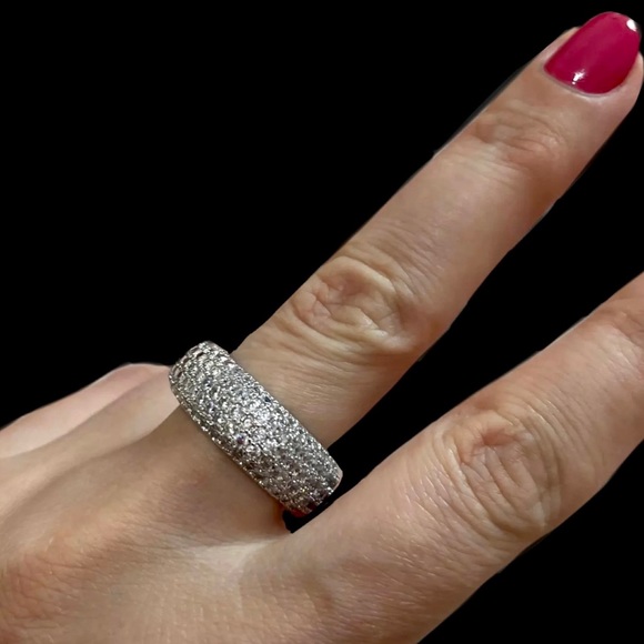 6mm/8mm Ceramic Wedding Band With Cubic Zirconia - Black/White Comfort Fit Ring For Men & Women, Sizes 5-12 - View #8